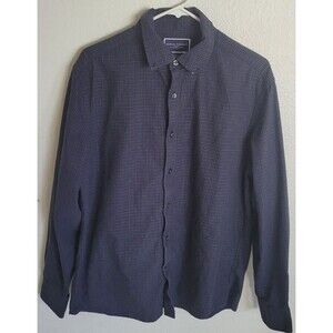 Charles Tyrwhitt Men's Dress Shirt Brushed Cotton Twill Check Dark Gray Size L